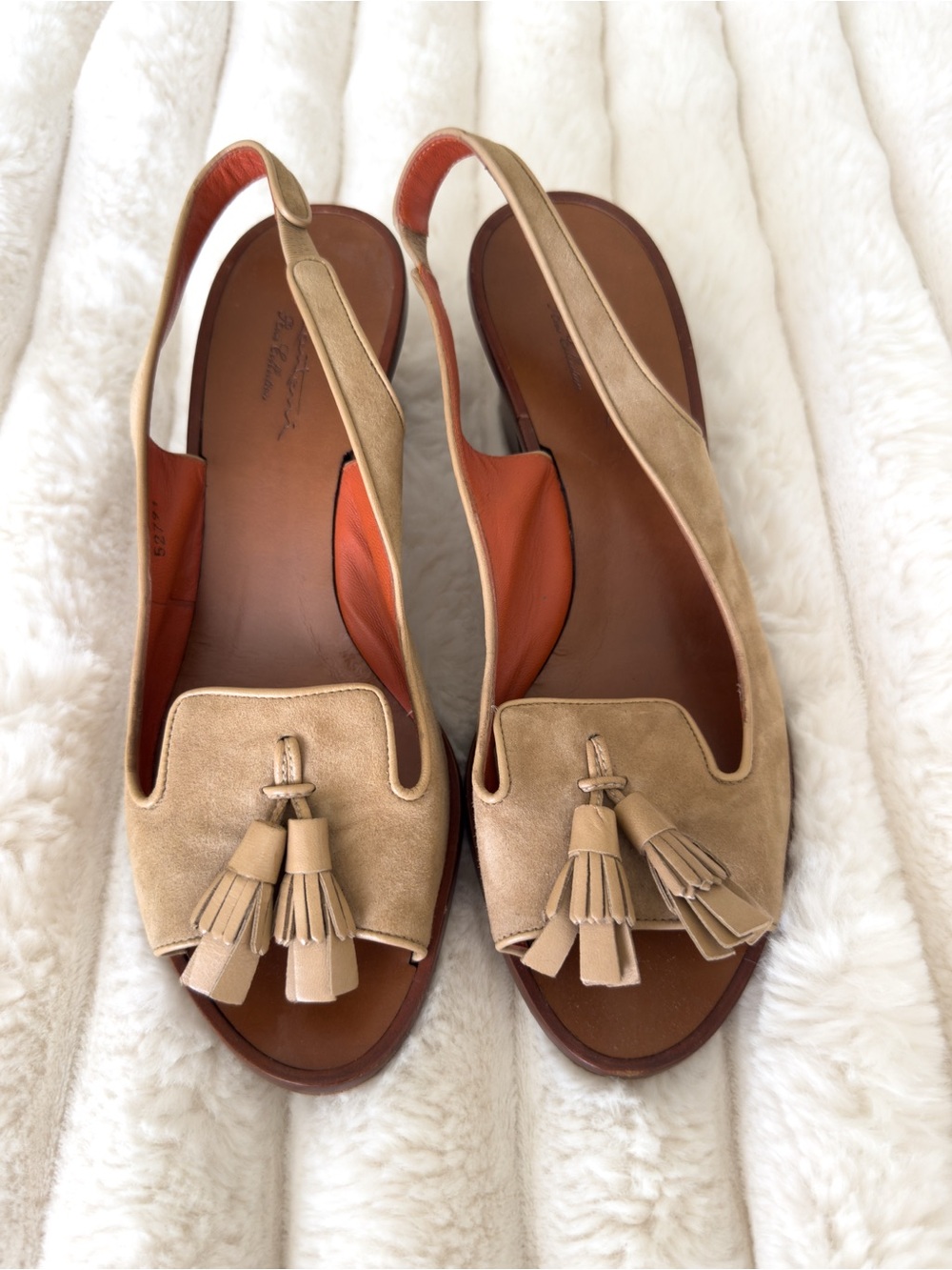 Santoni Rose Collection Sling Back Peep Toe Sandals Italian Luxury - Picture 2 of 8